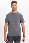 Unisex Regular Fit Rahat Kesim %100 Pamuk Bisiklet Yaka Füme Tişört