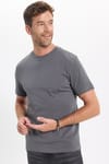 Unisex Regular Fit Rahat Kesim %100 Pamuk Bisiklet Yaka Füme Tişört