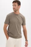 Unisex Regular Fit Rahat Kesim %100 Pamuk Bisiklet Yaka Taş Tişört