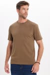 Unisex Regular Fit Rahat Kesim %100 Pamuk Bisiklet Yaka Kahverengi Tişört