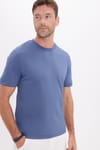 Unisex Regular Fit Rahat Kesim %100 Pamuk Bisiklet Yaka İndigo Tişört