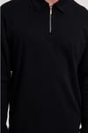 RELAX FIT POLO NECK HALF ZIPPER  LONG SLV T-SHIRT COTTON PLAIN