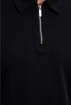 RELAX FIT POLO NECK HALF ZIPPER  LONG SLV T-SHIRT COTTON PLAIN