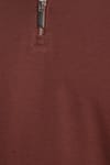 RELAX FIT POLO NECK HALF ZIPPER  LONG SLV T-SHIRT COTTON PLAIN