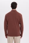 RELAX FIT POLO NECK HALF ZIPPER  LONG SLV T-SHIRT COTTON PLAIN