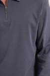 Erkek Relax Fit Rahat Kesim %100 Pamuk Yarım Fermuarlı Polo Yaka İnterlok Antrasit Sweatshirt