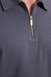 Erkek Relax Fit Rahat Kesim %100 Pamuk Yarım Fermuarlı Polo Yaka İnterlok Antrasit Sweatshirt