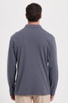 Erkek Relax Fit Rahat Kesim %100 Pamuk Yarım Fermuarlı Polo Yaka İnterlok Antrasit Sweatshirt