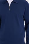 RELAX FIT POLO NECK HALF ZIPPER  LONG SLV T-SHIRT COTTON PLAIN