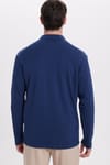 RELAX FIT POLO NECK HALF ZIPPER  LONG SLV T-SHIRT COTTON PLAIN
