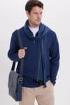 RELAX FIT POLO NECK HALF ZIPPER  LONG SLV T-SHIRT COTTON PLAIN
