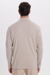 RELAX FIT POLO NECK HALF ZIPPER  LONG SLV T-SHIRT COTTON PLAIN