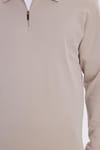 RELAX FIT POLO NECK HALF ZIPPER  LONG SLV T-SHIRT COTTON PLAIN