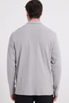 Erkek Relax Fit Rahat Kesim %100 Pamuk Yarım Fermuarlı Polo Yaka İnterlok Gri Sweatshirt