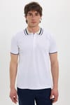 Erkek Slim Fit Dar Kesim %100 Pamuk Beyaz Polo Yaka Tişört