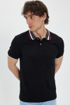 Erkek Slim Fit Dar Kesim %100 Pamuk Siyah Polo Yaka Tişört