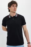 Erkek Slim Fit Dar Kesim %100 Pamuk Siyah Polo Yaka Tişört