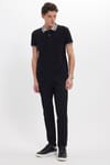 Erkek Slim Fit Dar Kesim %100 Pamuk Düz Pike Yaka ve Kol Detaylı Siyah Polo Yaka Tişört