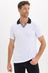 Erkek Slim Fit Dar Kesim %100 Pamuk Beyaz Polo Yaka Tişört
