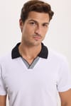 Erkek Slim Fit Dar Kesim %100 Pamuk Beyaz Polo Yaka Tişört