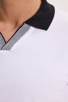 Erkek Slim Fit Dar Kesim %100 Pamuk Beyaz Polo Yaka Tişört