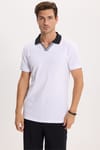 Erkek Slim Fit Dar Kesim %100 Pamuk Beyaz Polo Yaka Tişört