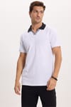 Erkek Slim Fit Dar Kesim %100 Pamuk Beyaz Polo Yaka Tişört