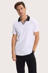 Erkek Slim Fit Dar Kesim %100 Pamuk Beyaz Polo Yaka Tişört