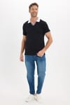 Erkek Slim Fit Dar Kesim %100 Pamuk Siyah Polo Yaka Tişört