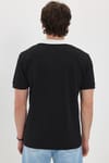 Erkek Slim Fit Dar Kesim %100 Pamuk Koyu Siyah Polo Yaka Tişört