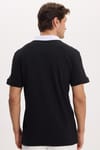 Erkek Slim Fit Dar Kesim %100 Pamuk Siyah Polo Yaka Tişört
