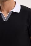 Erkek Slim Fit Dar Kesim %100 Pamuk Siyah Polo Yaka Tişört
