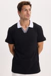Erkek Slim Fit Dar Kesim %100 Pamuk Siyah Polo Yaka Tişört