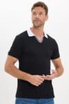 Erkek Slim Fit Dar Kesim %100 Pamuk Siyah Polo Yaka Tişört