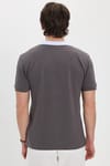 Erkek Slim Fit Dar Kesim %100 Pamuk Koyu Gri Polo Yaka Tişört
