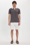 Erkek Slim Fit Dar Kesim %100 Pamuk Koyu Gri Polo Yaka Tişört