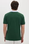 Erkek Slim Fit Dar Kesim %100 Pamuk Koyu Yeşil Polo Yaka Tişört