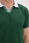 Erkek Slim Fit Dar Kesim %100 Pamuk Koyu Yeşil Polo Yaka Tişört