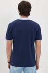 Erkek Slim Fit Dar Kesim %100 Pamuk Lacivert Polo Yaka Tişört