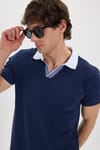 Erkek Slim Fit Dar Kesim %100 Pamuk Lacivert Polo Yaka Tişört