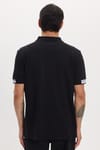 Erkek Slim Fit Dar Kesim %100 Pamuk Kısa Kollu Fermuarlı Siyah Polo Yaka Tişört
