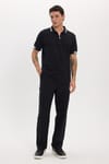 Erkek Slim Fit Dar Kesim %100 Pamuk Kısa Kollu Fermuarlı Siyah Polo Yaka Tişört