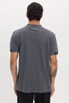 Erkek Slim Fit Dar Kesim %100 Pamuk Kısa Kollu Fermuarlı Antrasit Polo Yaka Tişört