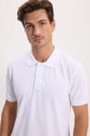 Erkek Slim Fit Dar Kesim Premium Seri %100 Pamuk Yumuşak Dokulu Merserize Beyaz Polo Yaka Tişört 