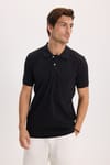 Erkek Slim Fit Dar Kesim Premium Seri %100 Pamuk Yumuşak Dokulu Merserize Siyah Polo Yaka Tişört