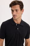Erkek Slim Fit Dar Kesim Premium Seri %100 Pamuk Yumuşak Dokulu Merserize Siyah Polo Yaka Tişört