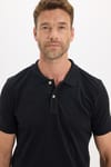 Erkek Slim Fit Dar Kesim Premium Seri %100 Pamuk Yumuşak Dokulu Merserize Siyah Polo Yaka Tişört