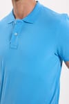 Erkek Slim Fit Dar Kesim Premium Seri %100 Pamuk Yumuşak Dokulu Merserize Mavi Polo Yaka Tişört 