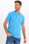 Erkek Slim Fit Dar Kesim Premium Seri %100 Pamuk Yumuşak Dokulu Merserize Mavi Polo Yaka Tişört 