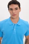 Erkek Slim Fit Dar Kesim Premium Seri %100 Pamuk Yumuşak Dokulu Merserize Mavi Polo Yaka Tişört 